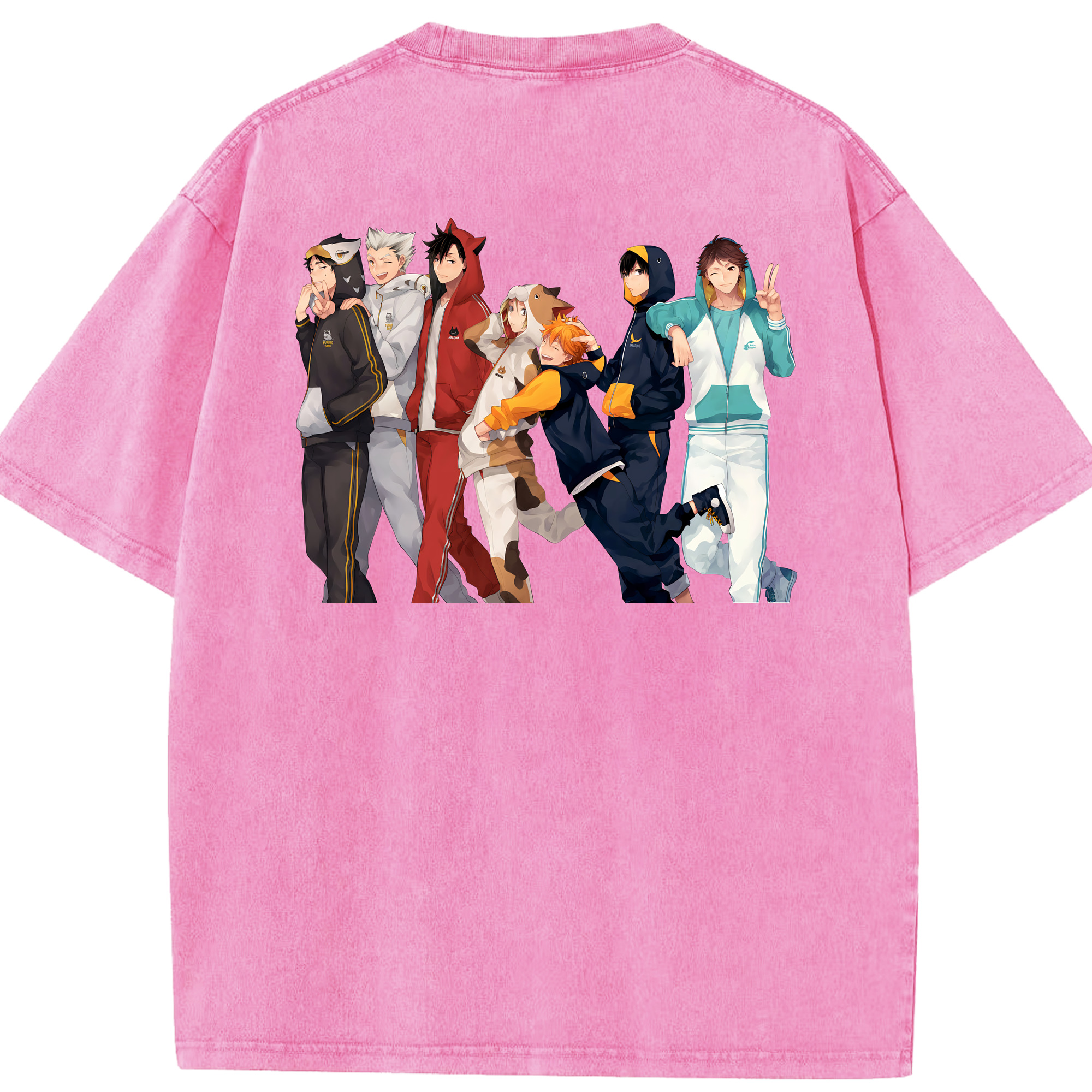 （画像用） ハイキュー!! Haikyu!! 綿100% ヴィンテージ風 半袖Tシャツ（背面プリント）